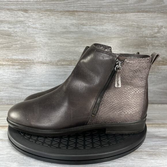 Ecco Womens Touch Brown Leather Snake Print Zip Ankle Boots Size EU 42 US 11.5 - Picture 1 of 9